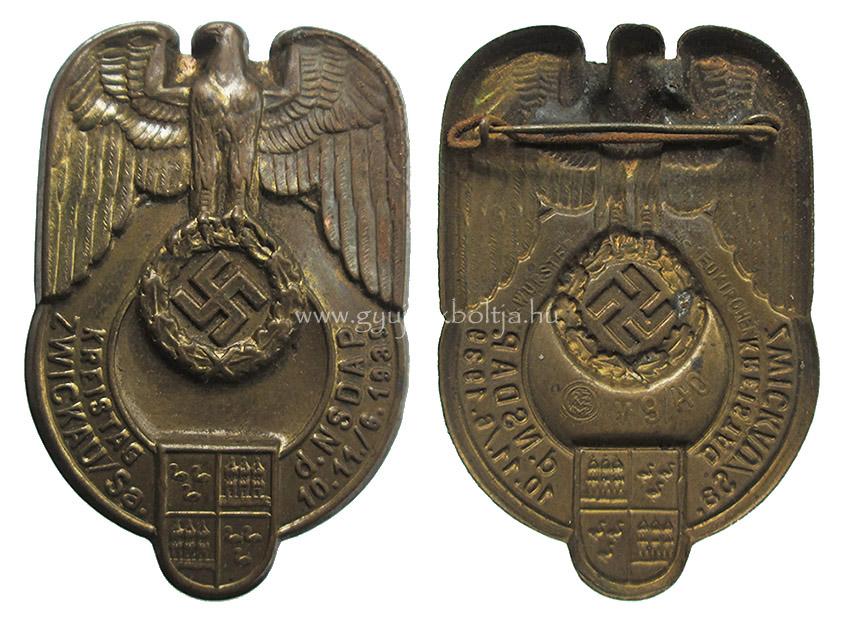 Németország NSDAP gyûlés Zwickau 1939 jelvény